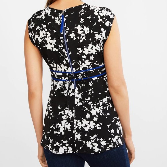 Motherhood Maternity Peplum Black White Floral Top Blouse Size Medium - Picture 2 of 8